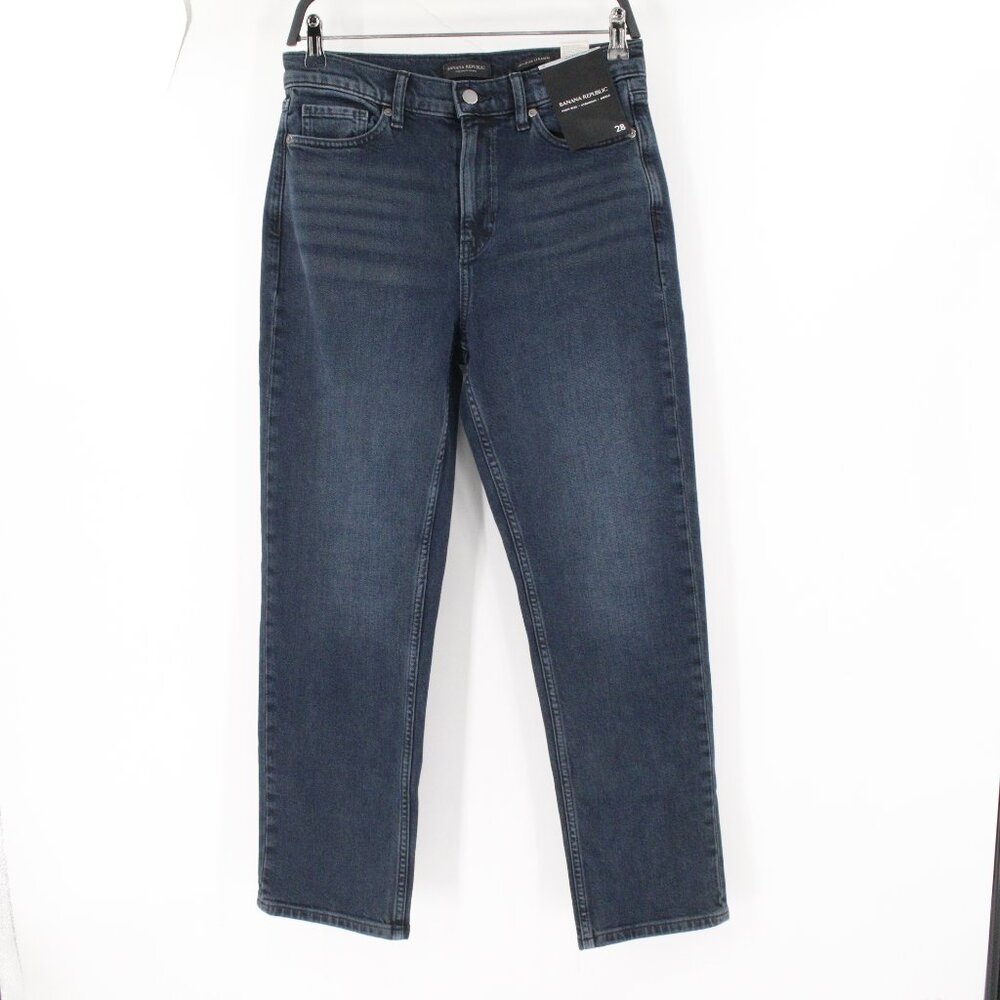 NWT Banana republic jeans Womens 28 high rise straight leg deep indigo cotton